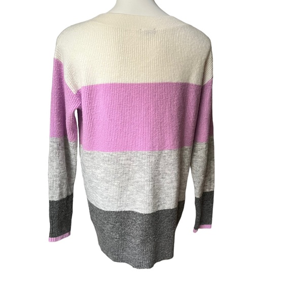 Talbots Wide Striped Sweater, Cream, purple and Grey - Picture 4 of 11
